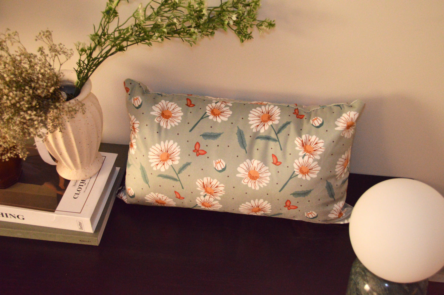 Daisy flower & butterflies Rectangular Cushion