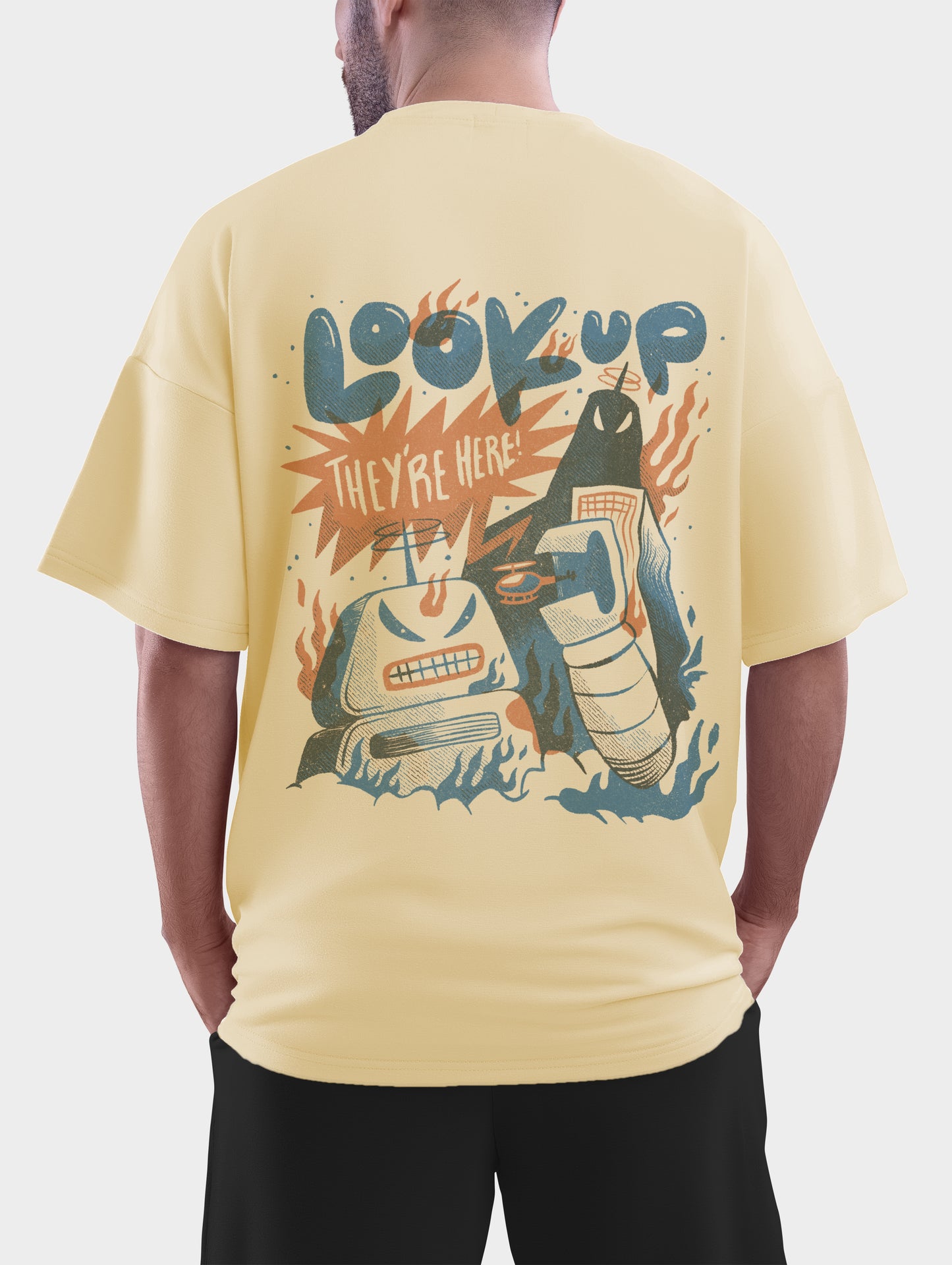 Robot Invasion Oversized T shirt