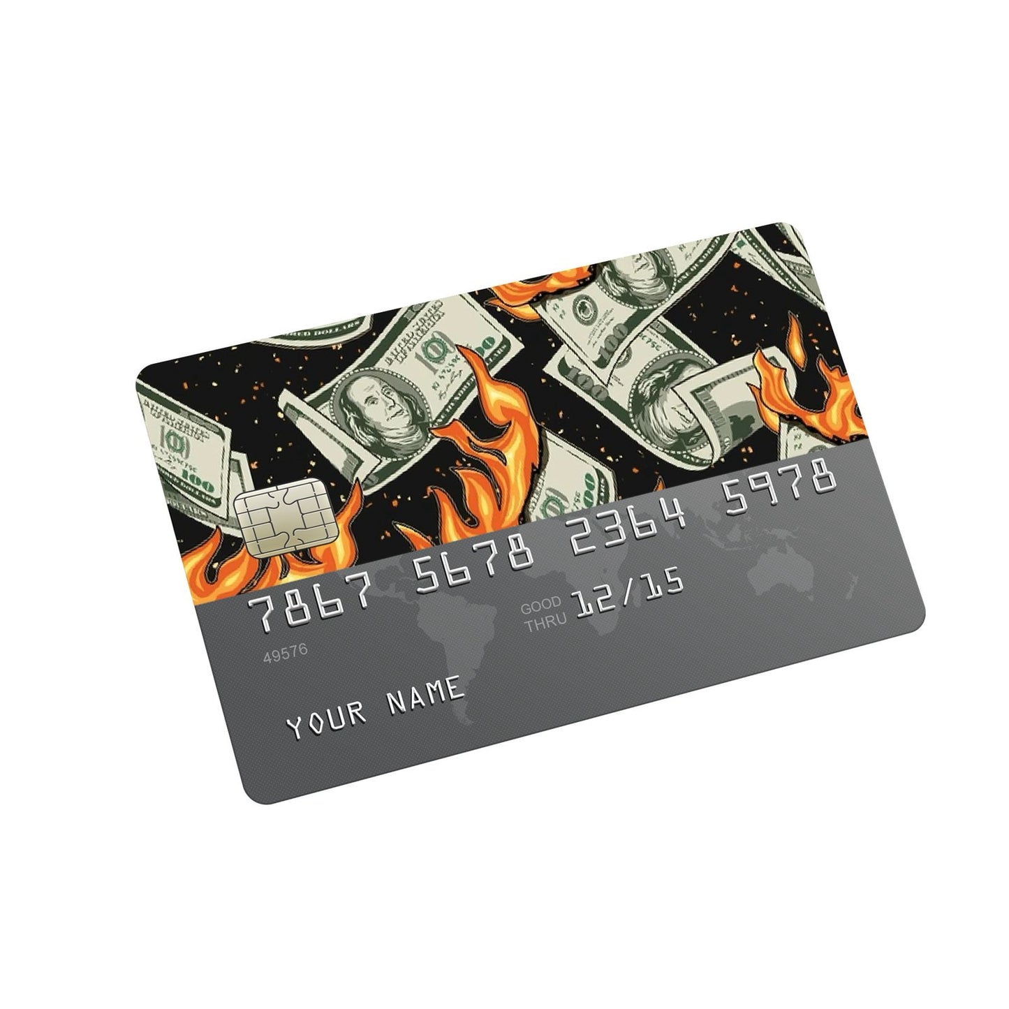 Money on fire Credit Card Stickers