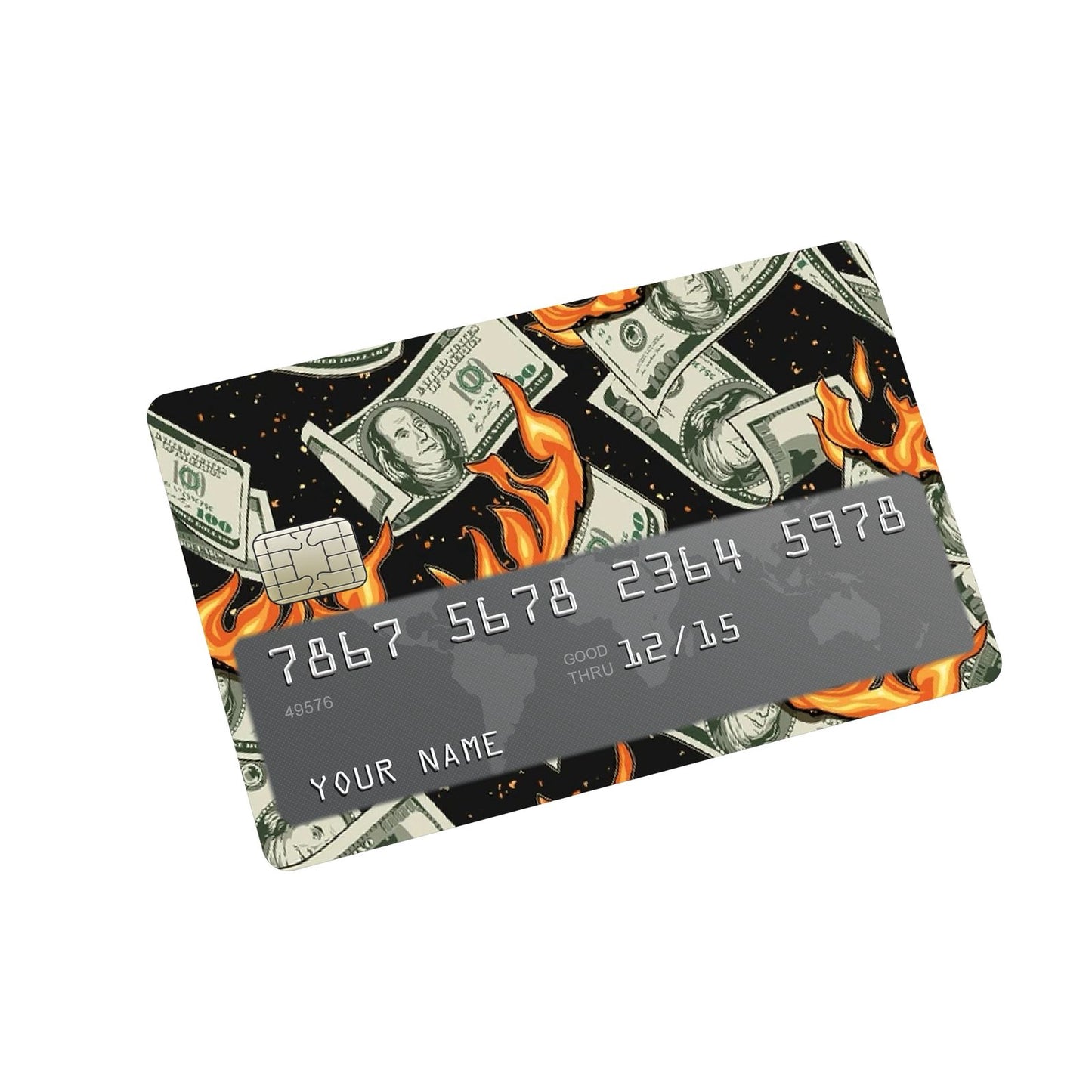Money on fire Credit Card Stickers