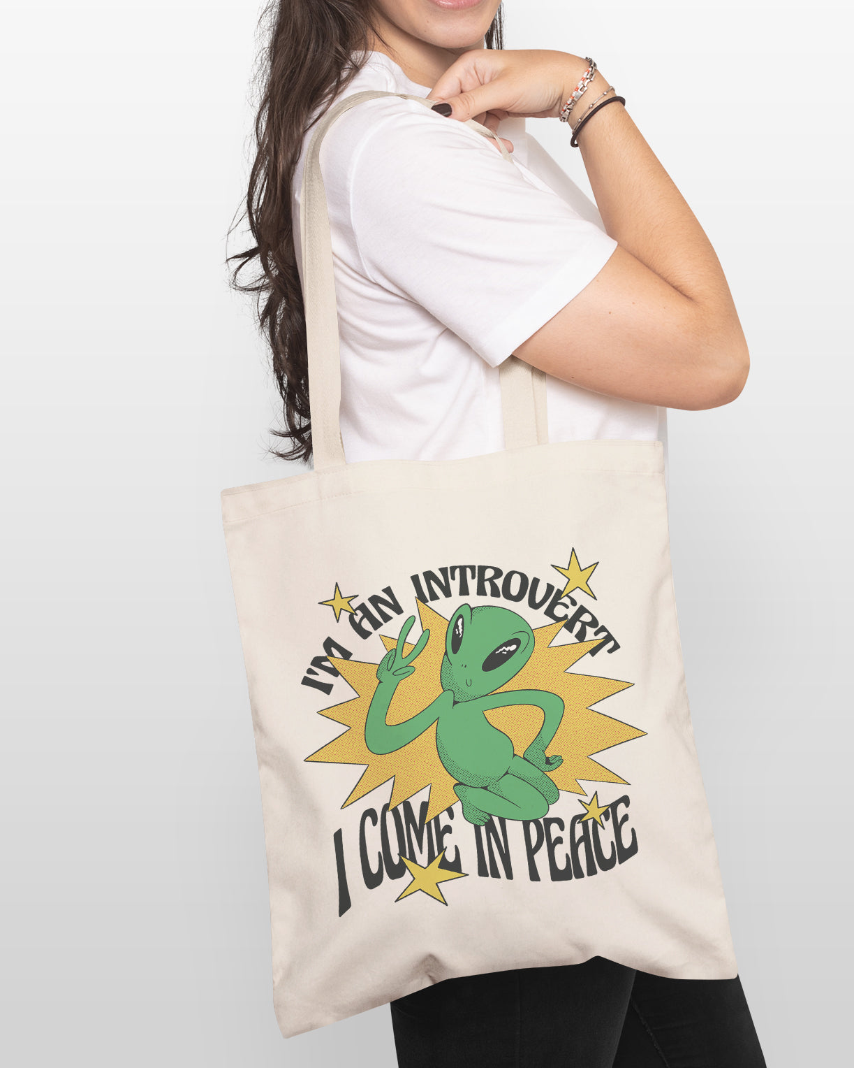 I Come in Peace tote bag