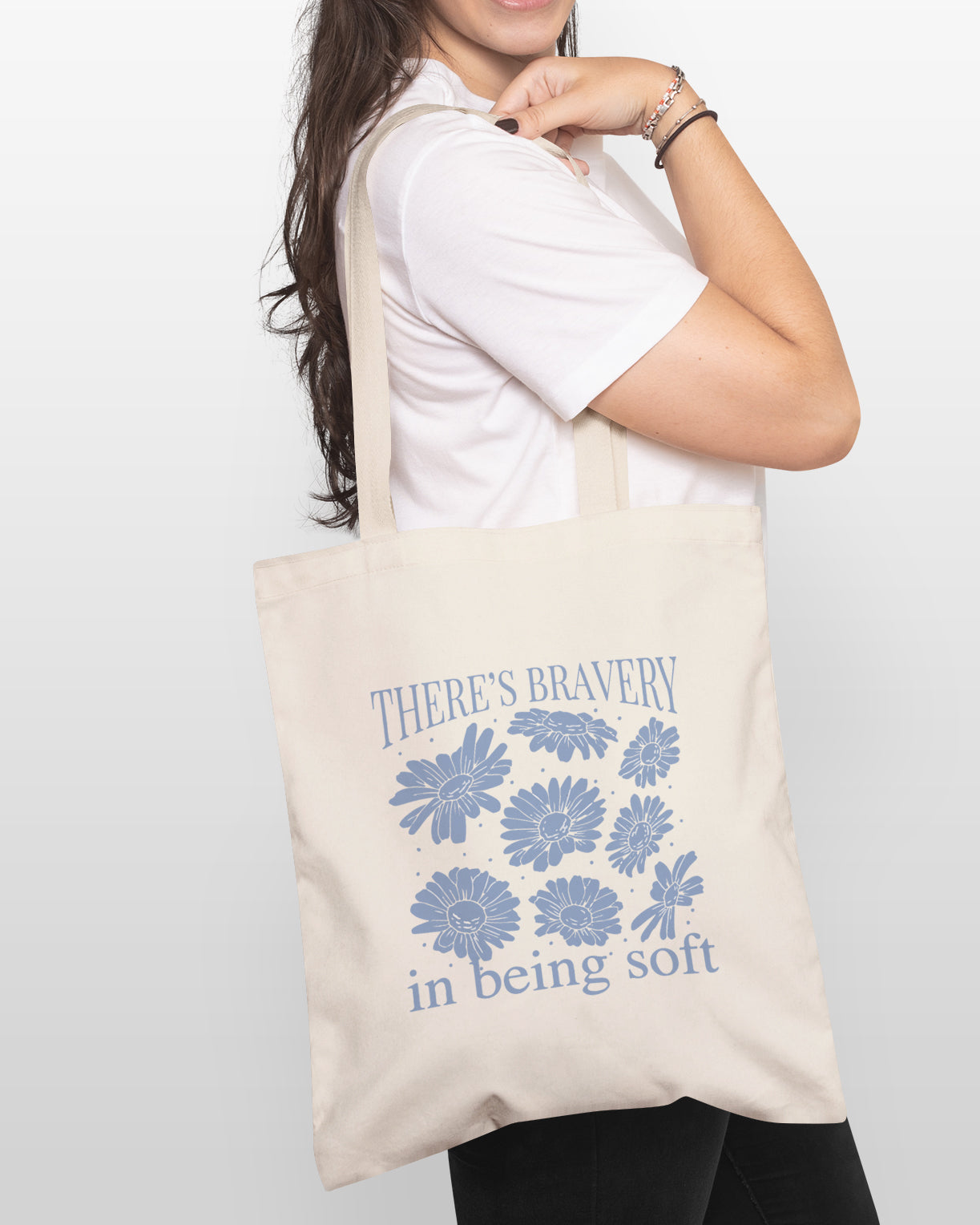 There's Bravery in Being Soft tote bag