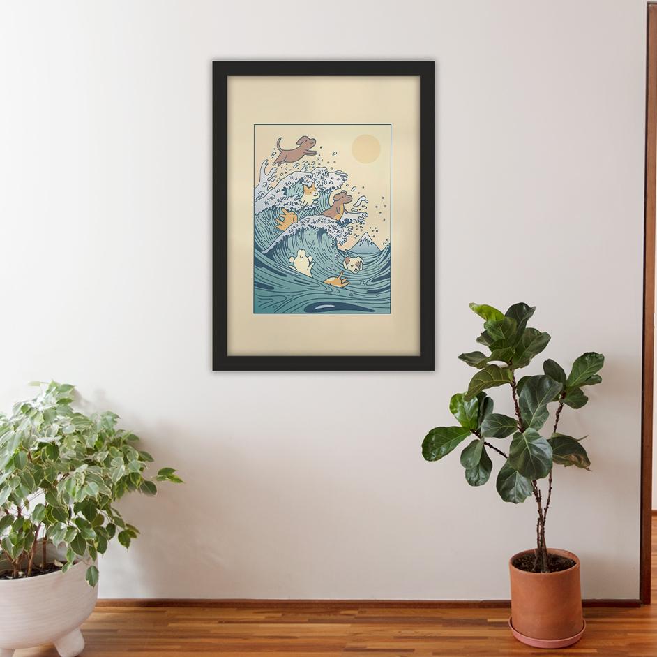Puppy Waves framed poster