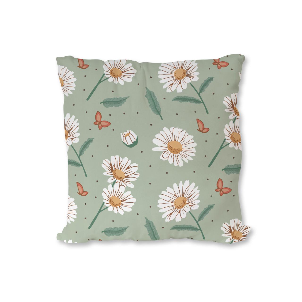Daisy flower & buterfllies Cushion