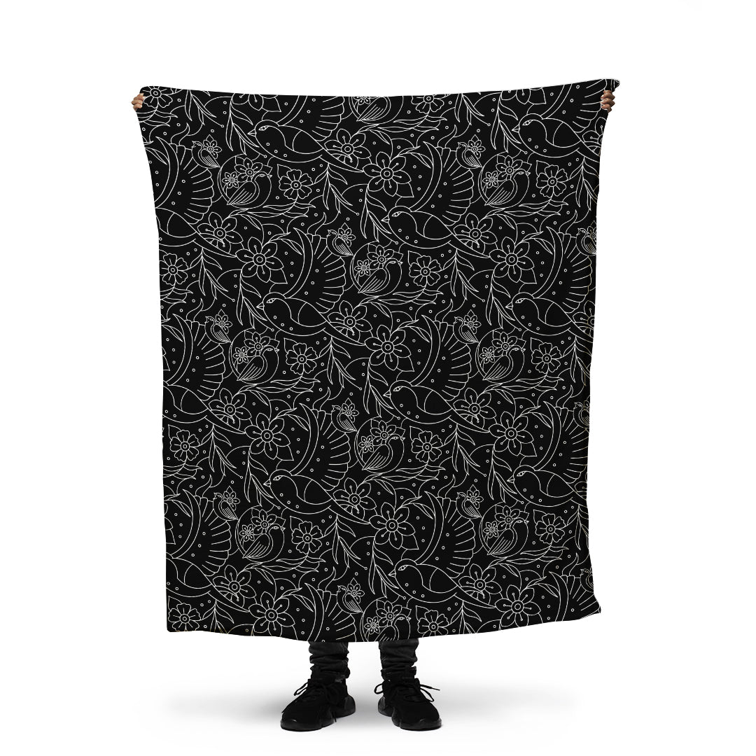 Flowers & birds throw blanket
