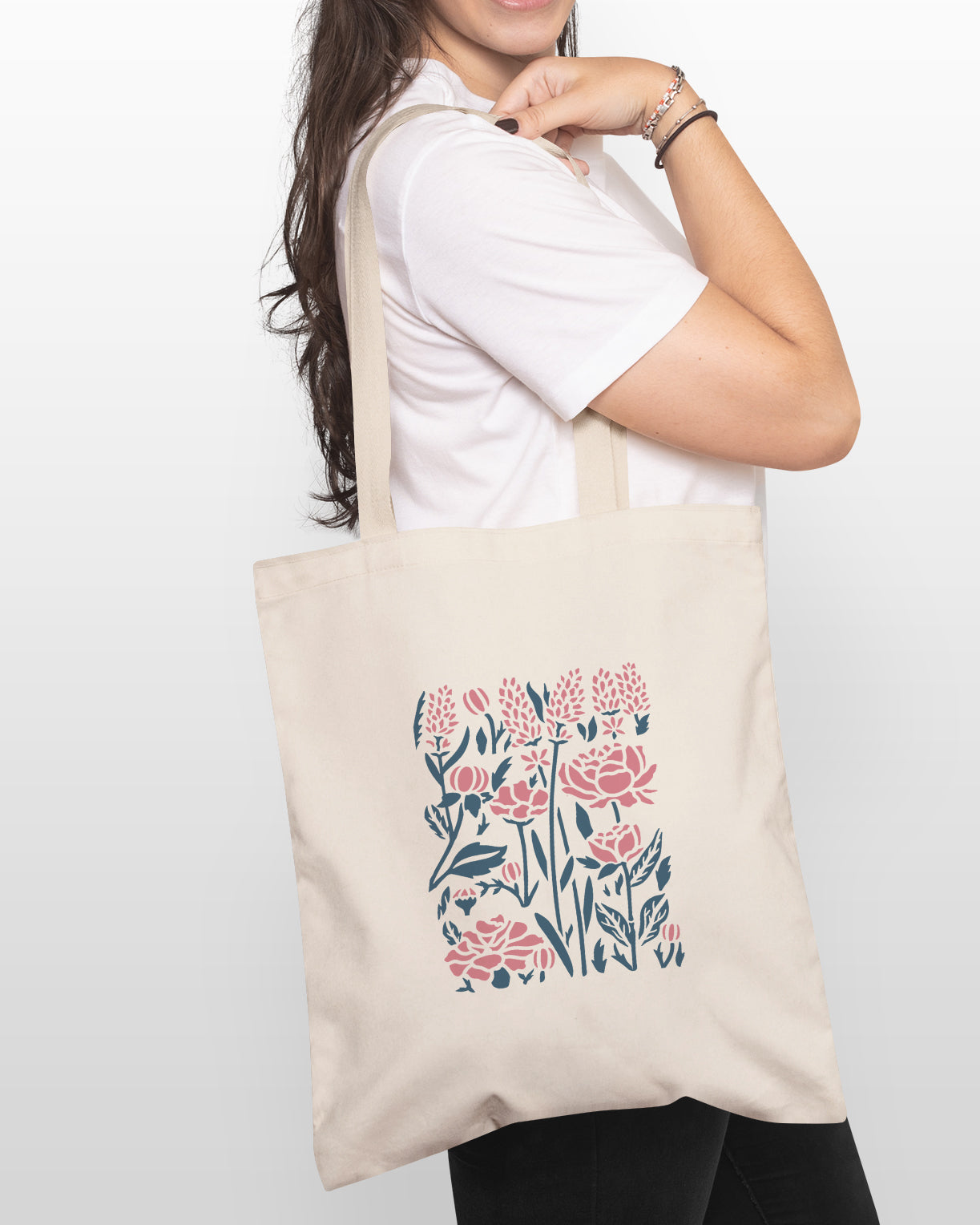 Stencil Flowers tote bag