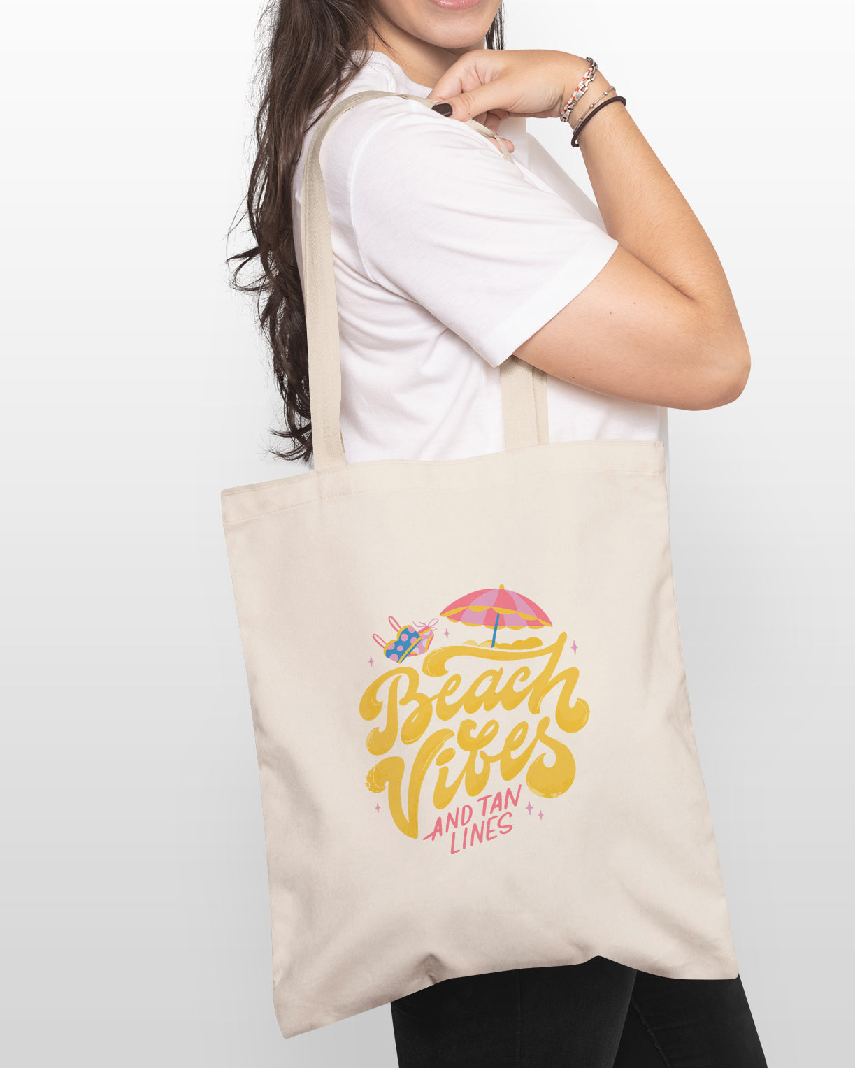 Beach Vibes, tan lines tote bag