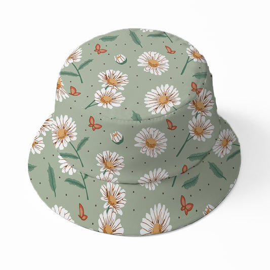 Daisy flower & Butterfly Bucket hat