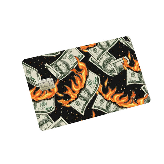 Money on fire Credit Card Stickers