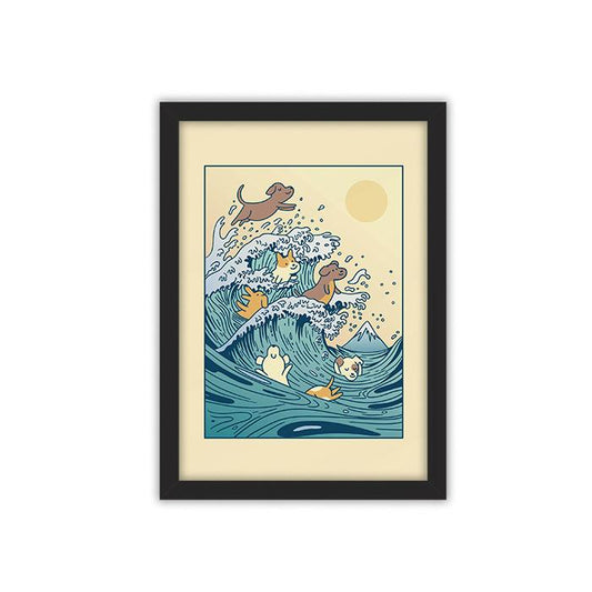 Puppy Waves framed poster