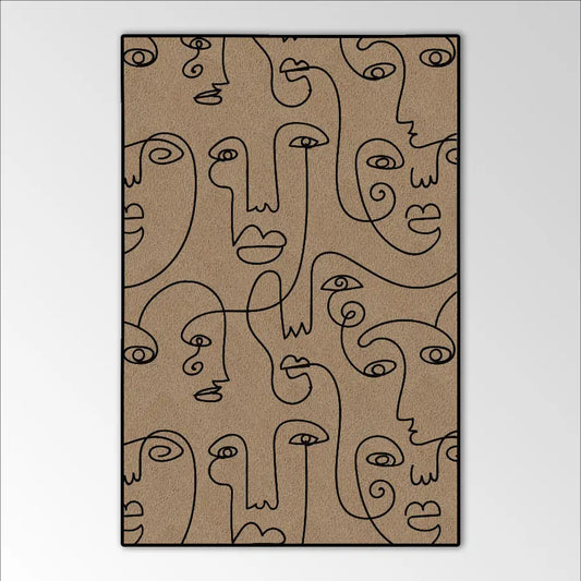 line art faces Rectangle Area Rug