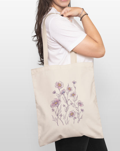 Water color purple flowers tote bag