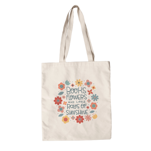 Books , flowers and rays of sunshine tote bag