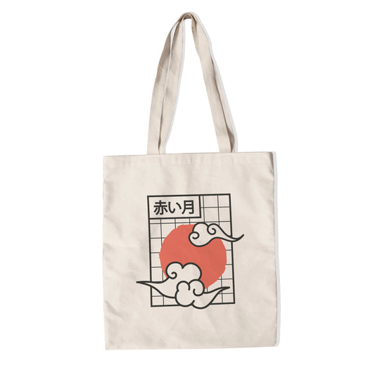 Japanese Red Moon tote bag