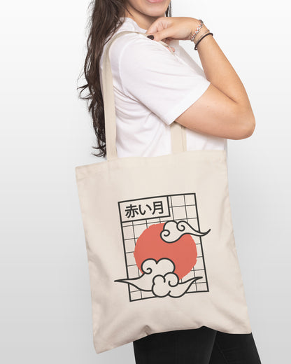 Japanese Red Moon tote bag