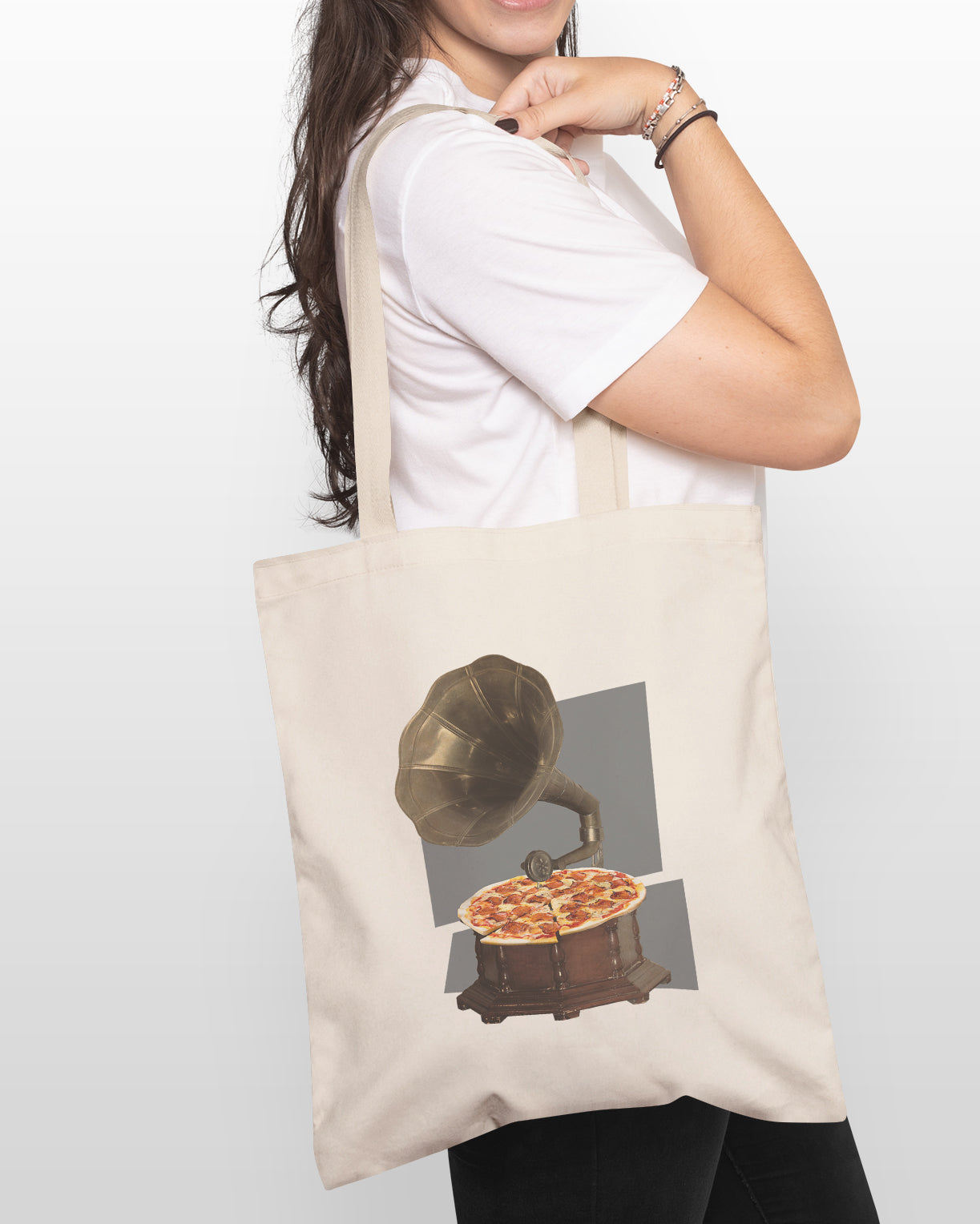 Pizza Gramophone tote bag