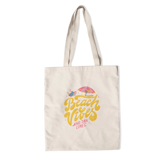 Beach Vibes, tan lines tote bag